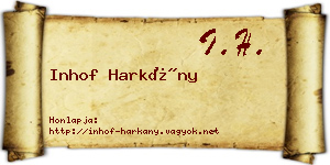 Inhof Harkány névjegykártya