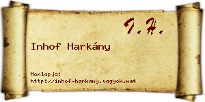 Inhof Harkány névjegykártya